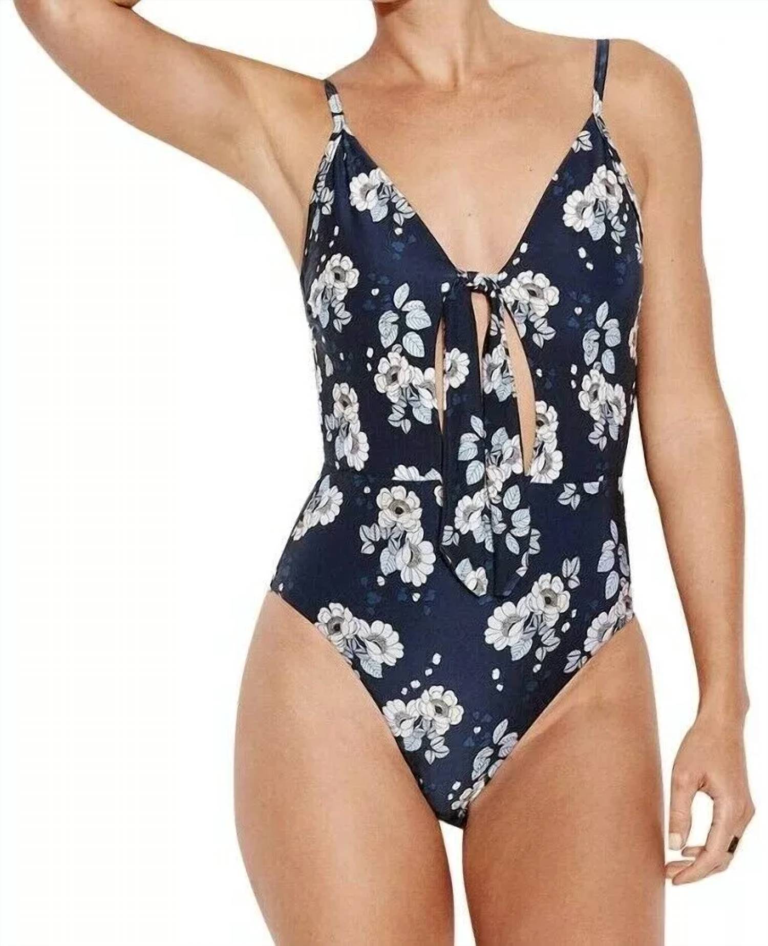 

Великолепный слитный купальник с завязками спереди в цвете индиго Seafolly