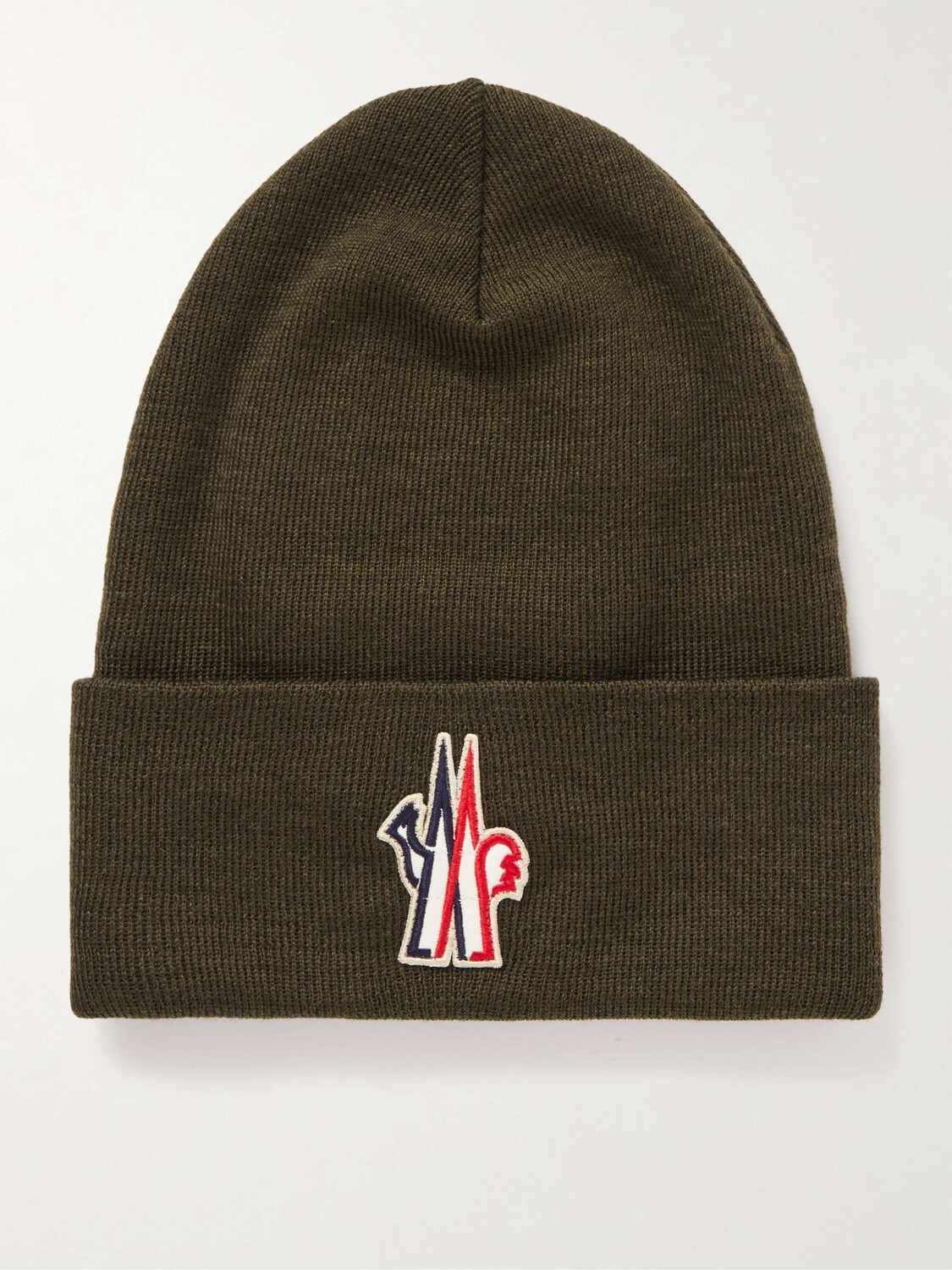 

Шерстяная шапка в рубчик с аппликацией MONCLER GRENOBLE, зеленый