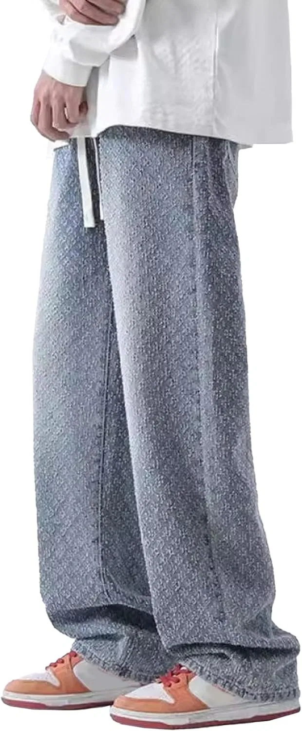 Джинсы прямые потертые Slim Fit на поясе, синий