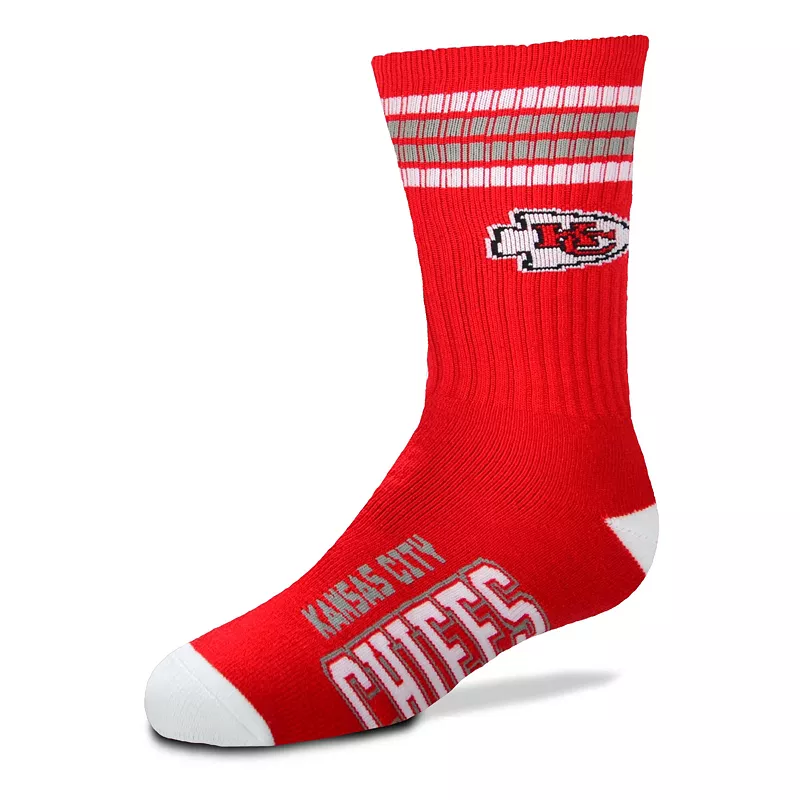 

Носки Deuce Crew с 4 полосками для босых ног, молодежные носки Kansas City Chiefs For Bare Feet