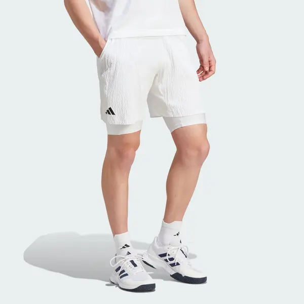 Шорты adidas AEROREADY Pro Two-in-One Seersucker Tennis Shorts 'White', белый — фото 3
