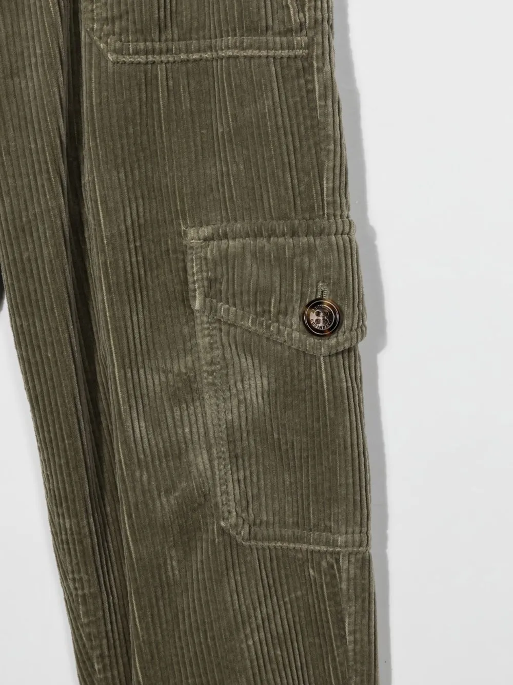 Зауженные вельветовые брюки Brunello Cucinelli Kids, зеленый — фото 3