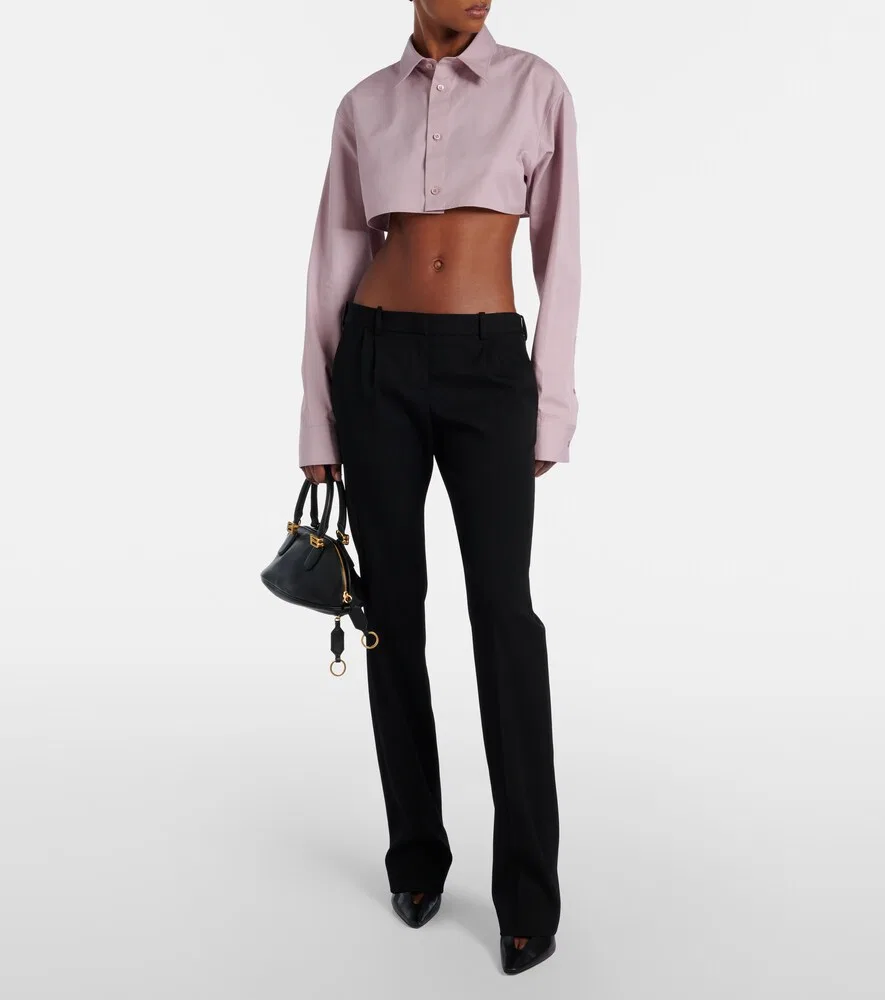 Укороченная хлопковая рубашка Balenciaga, розовый — фото 2
