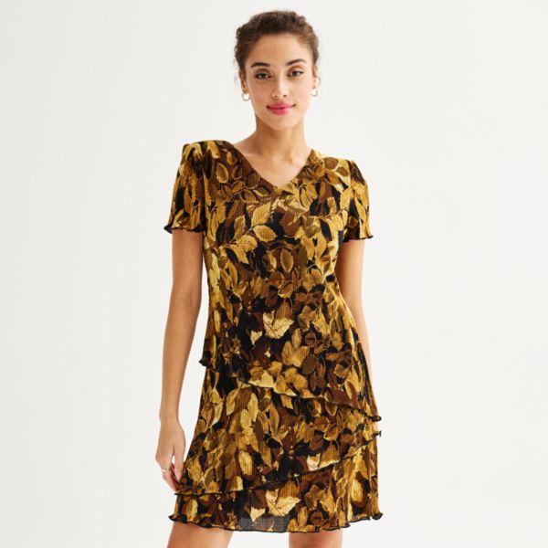 

Женское многоярусное мини-платье с короткими рукавами Connected Apparel, цвет amber