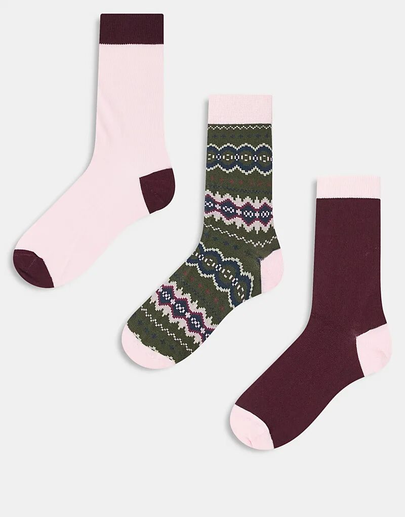 

Подарочный набор носков Barbour Helen Fair Isle оливково-зеленого цвета