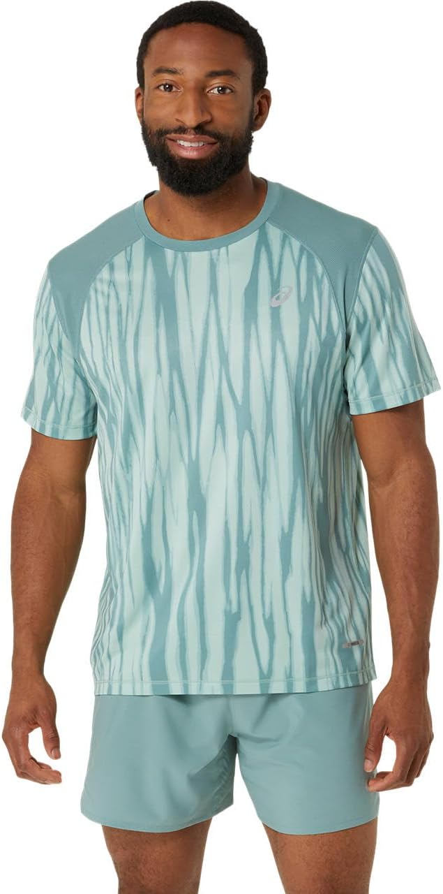 

Мужская беговая одежда, футболка с коротким рукавом и принтом для бега по шоссе Asics