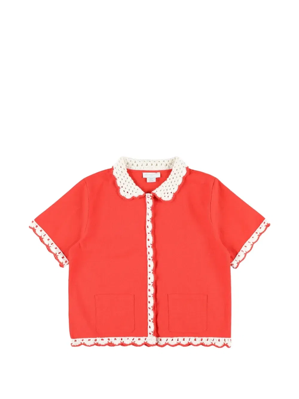 Укороченная рубашка с вязаными вставками Stella McCartney Kids, красный