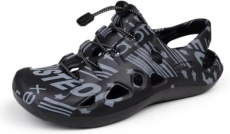 

Мужские легкие спортивные сандалии с закрытым носком для лета, прогулок на пляже и на улице Zonkacen, черный