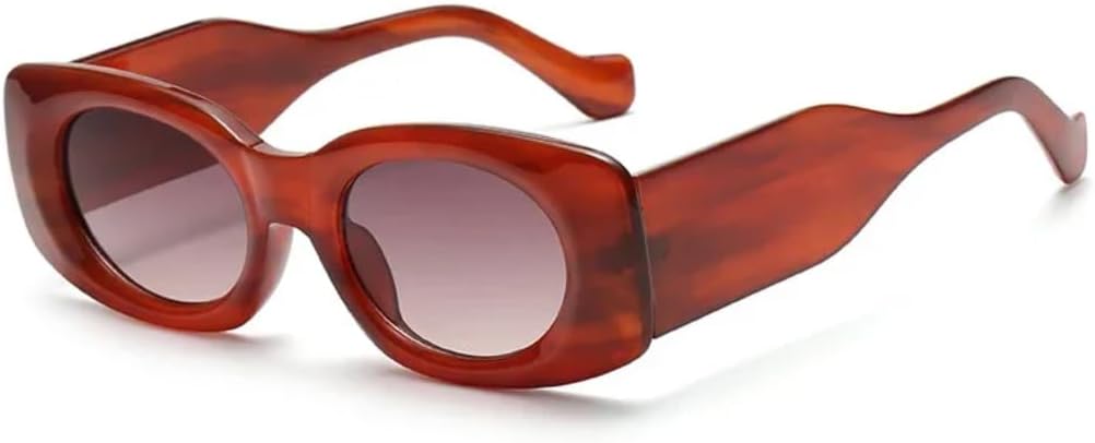 

Модные овальные женские солнцезащитные очки в стиле ретро с градиентным переходом, защита от УФ-излучения UV400, мужские очки с широкими дужками VFDHN, Brown Stripe Tea