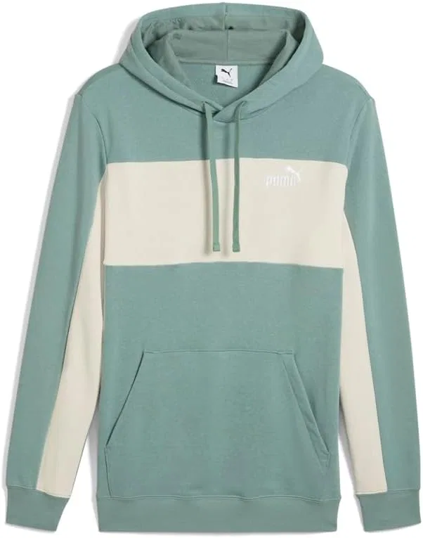 Мужская толстовка PUMA Essentials Block Hoodie, повседневная верхняя одежда, зеленый цвет