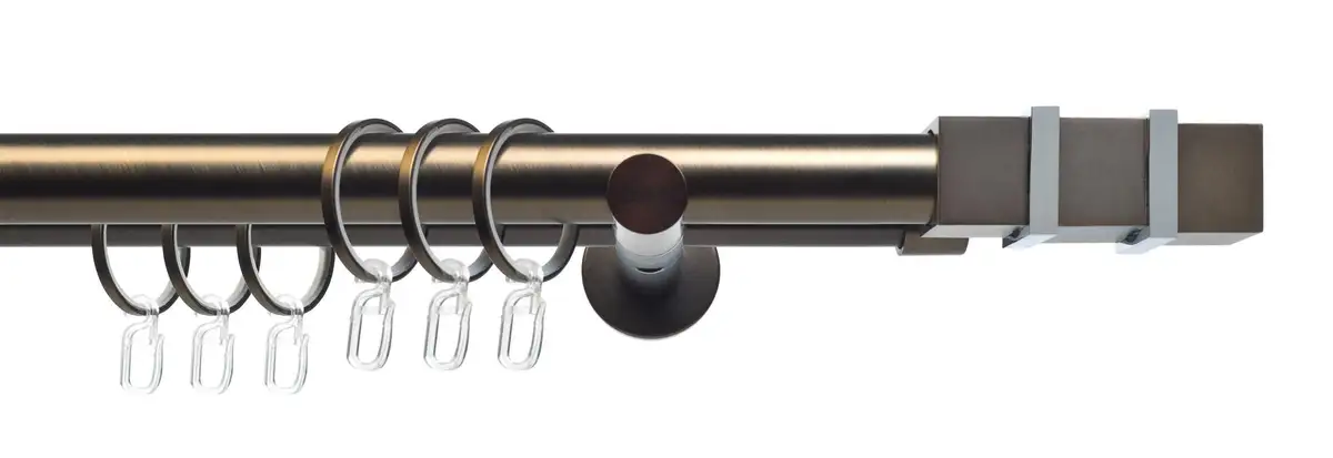

Карниз для штор Liedeco "CELQUADE01SG2L", 2 направляющих, фиксированного размера, 2 направляющих фиксированного размера Ø 25/20 мм 120 см, Ø 25 мм, цвет bronzefarben