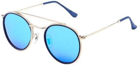 

Ретро круглые солнцезащитные очки 2027 года для мужчин и женщин, винтажная оправа с двойной перемычкой, очки для вождения, защита от ультрафиолета UV400 MTZJH, C1 Mirror Blue