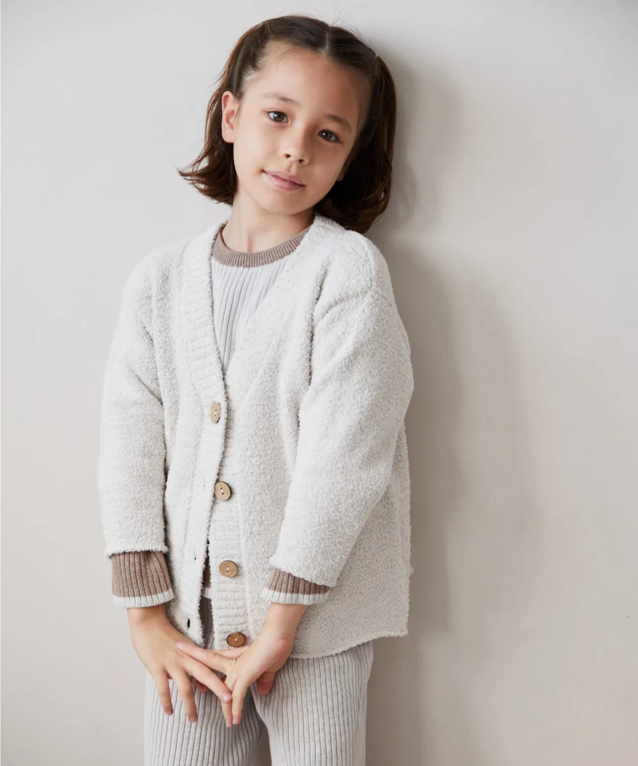 Детский кардиган Cozy Knit, вязаный, без состава набора, 100% полиэстер, айвори — фото 3
