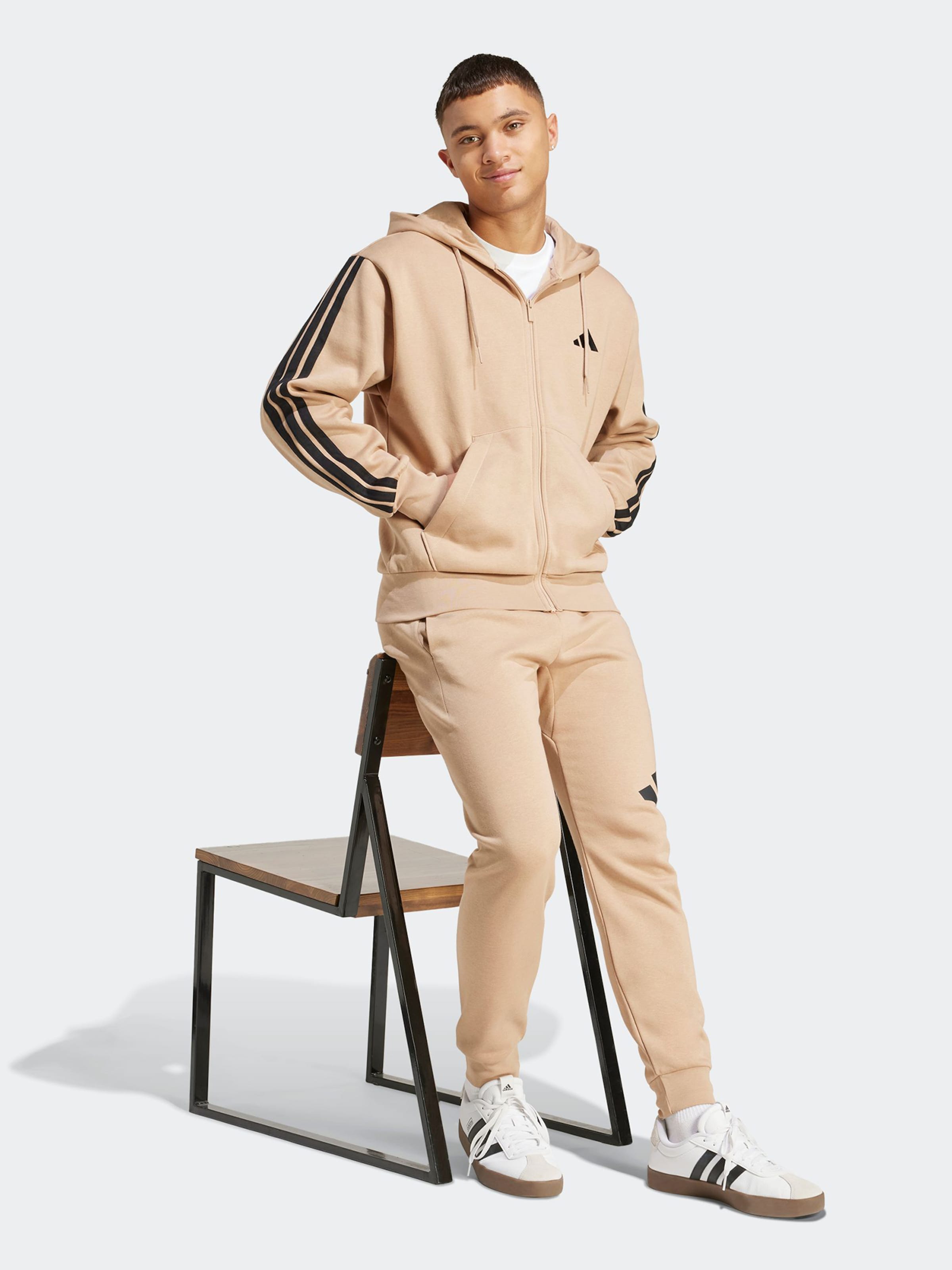 Adidas Sportswear Худи на молнии в бежевом цвете — фото 2