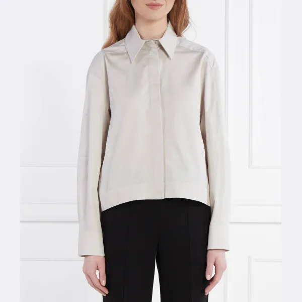 

Атласная рубашка классического кроя в стиле денди Max Mara, бежевый