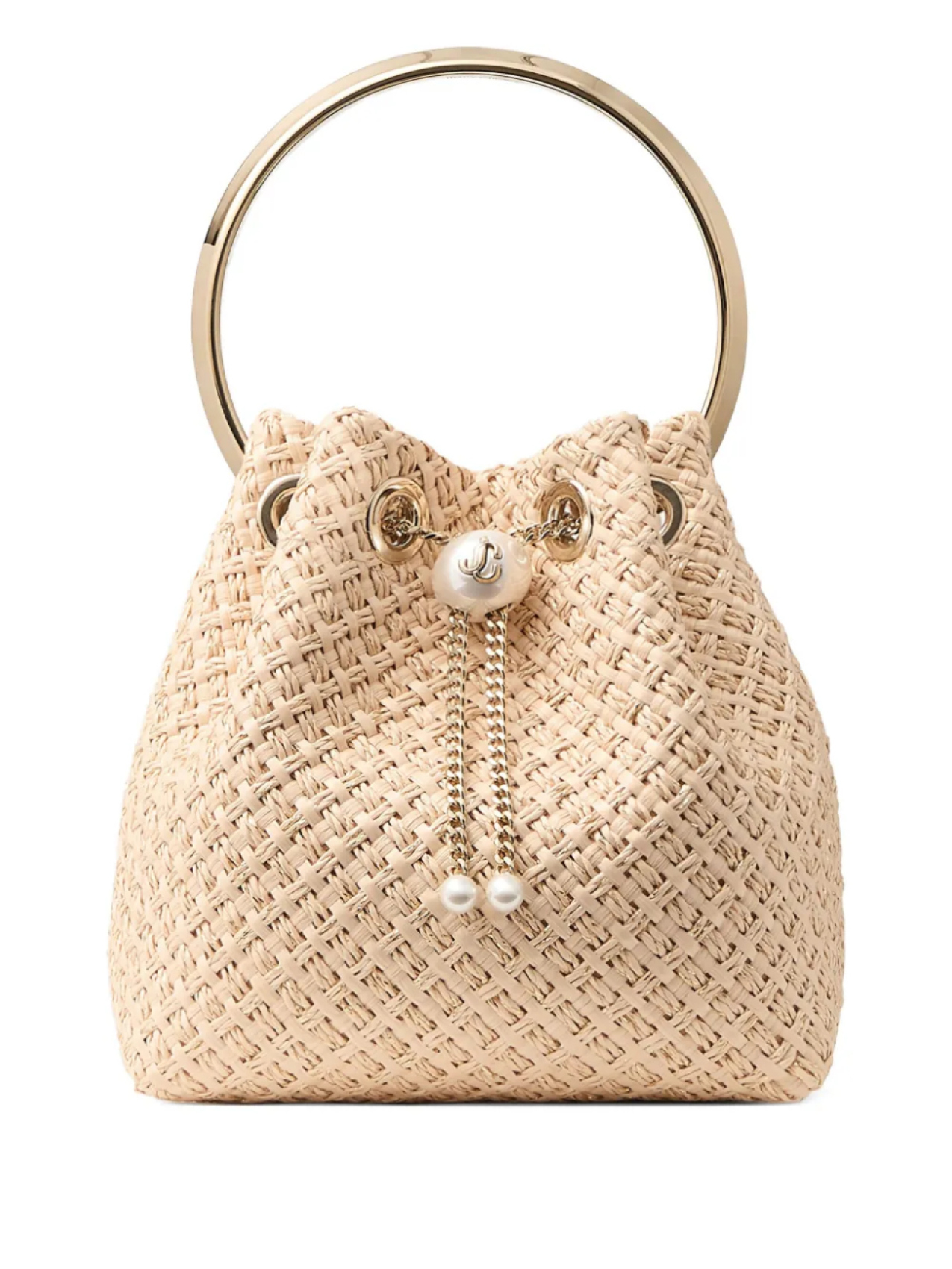 

Сумка-ведро Bon Bon с переплетенной структурой Jimmy Choo, нейтральный
