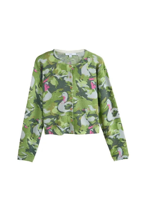 Кардиган с круглым вырезом Next, Green Swan Print