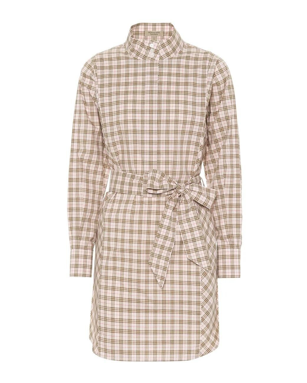 

Легендарное клетчатое хлопковое платье-рубашка нежно-розового цвета Burberry