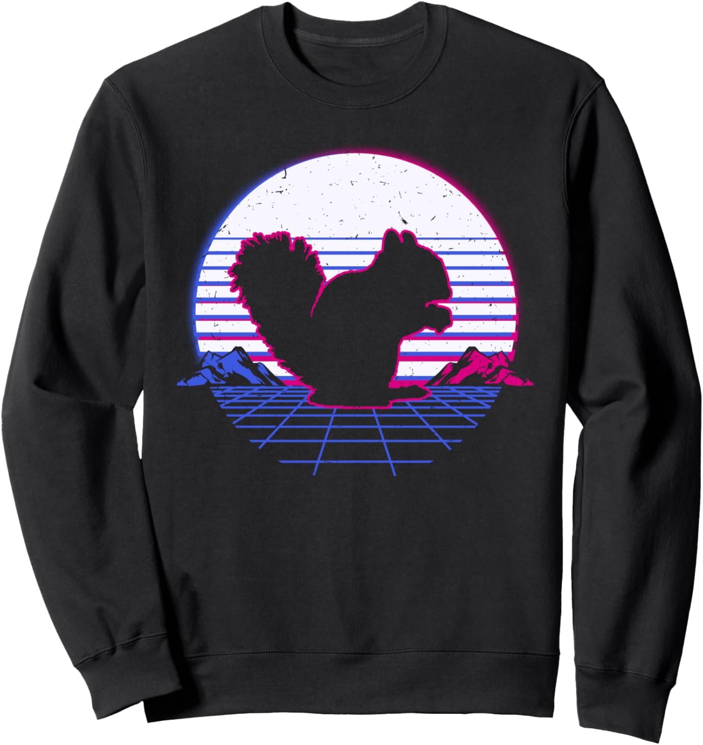 

Толстовка в стиле ретро с изображением белки, бурундука и заката. Винтажный подарок Retrowave, Synthwave, Squirrel, черный