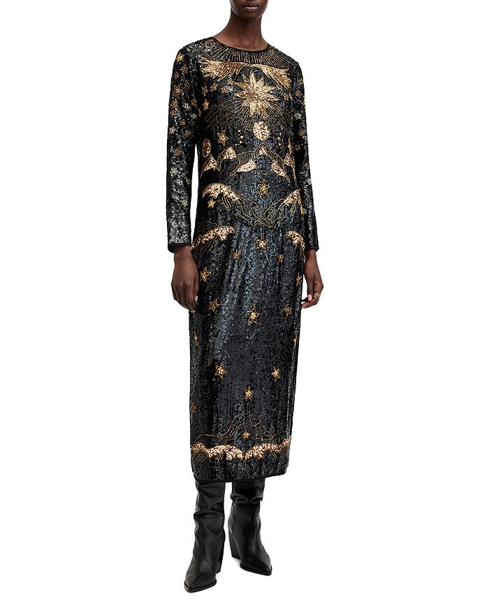 

Noushka Украшенное Макси Платье ALLSAINTS, черный