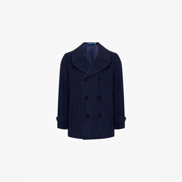 

Однобортное пальто из переработанной шерсти с начесом Polo Ralph Lauren, синий