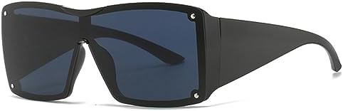 

Крупные женские солнцезащитные очки, цельные очки с градиентным зеркальным покрытием, ретро-очки с заклепками, мужские солнцезащитные очки с широкими дужками MTZJH, Black Gray