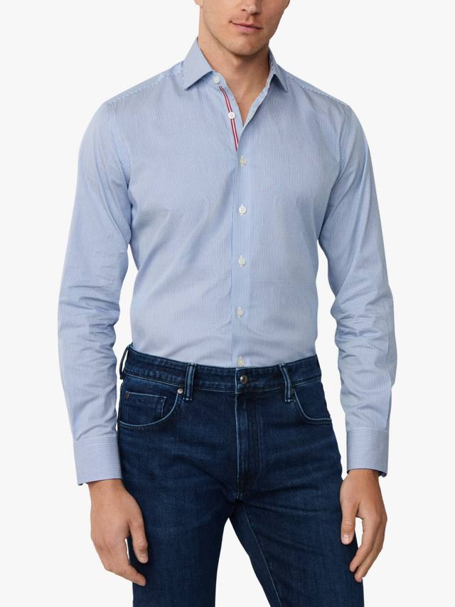 

Хлопковая классическая рубашка с длинными рукавами Hackett London, Blue Print