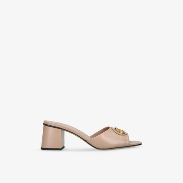Мюли на каблуке Valentino Garavani Vlogo кожаные, красный