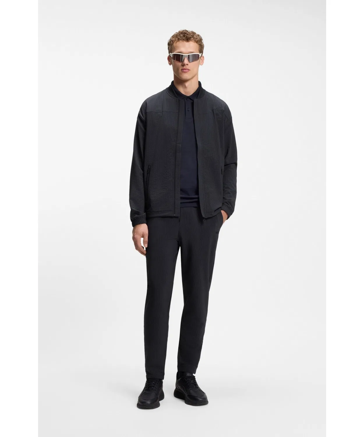 Свитшот BOSS Menswear с вафельным узором, темно-синий — фото 3