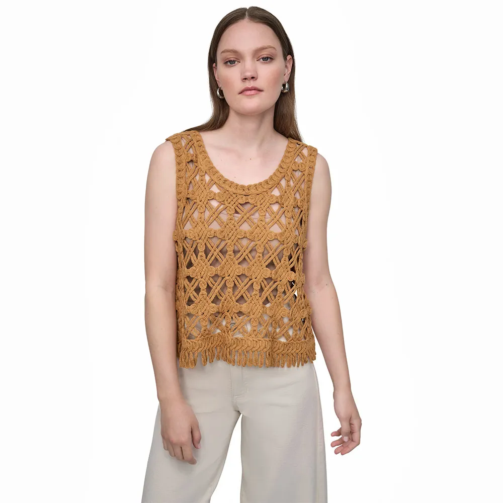 

Вязаный свитер DKNY с вырезом-лодочкой, коричневый