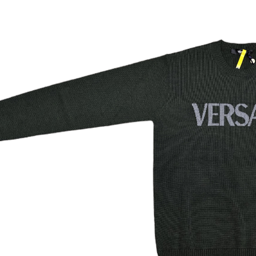 VERSACE Трикотажный свитер мужской зеленый — фото 3