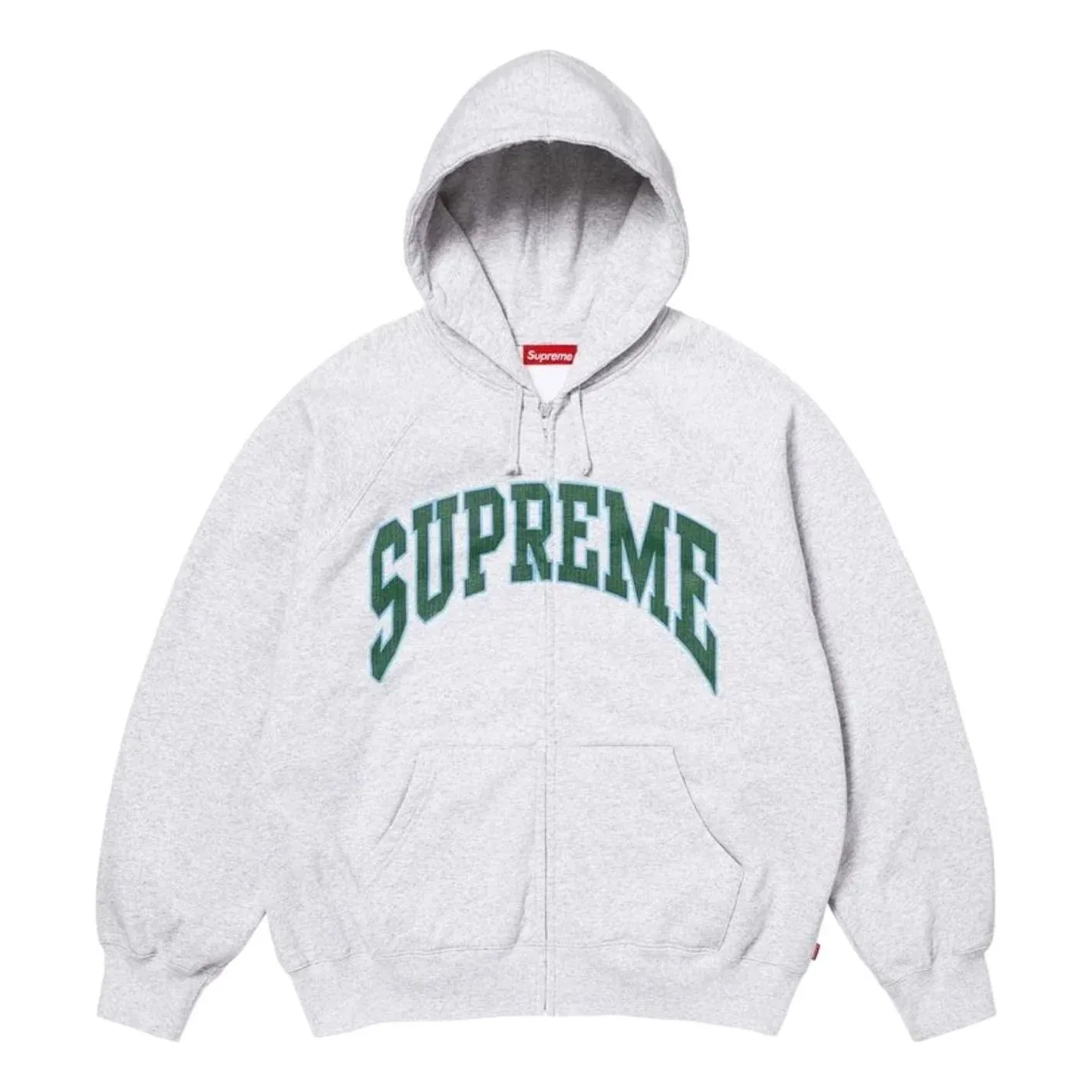 Толстовка Supreme SS26 Cracked Raglan Zip Up Hooded Sweatshirt 'Ash Grey' SUP-SS26-192-GRY, серый