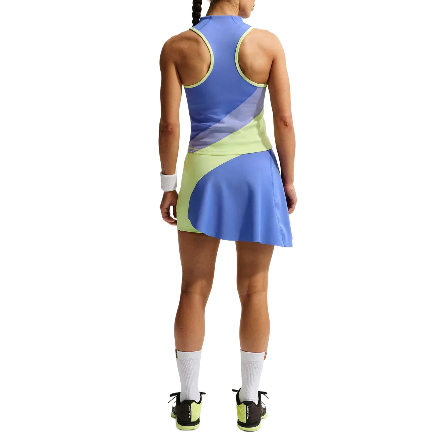 Теннисная юбка Court Slam Women's Dri-FIT с высокой талией Nike, Light Lemon Yellow/Sapphire Blue/White — фото 3
