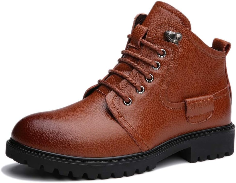 

Мужские зимние кожаные ботинки на меху с шнуровкой Beinfaith, коричневый