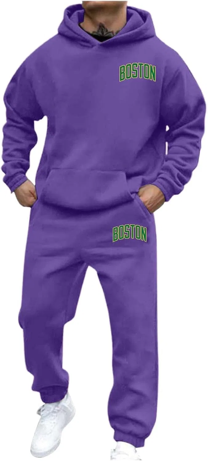 Мужской спортивный костюм 2 предмета с принтом, бренд не указан, Boston-dark Purple