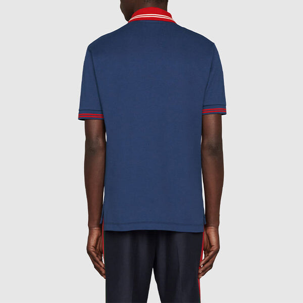 Рубашка поло ss22 cotton piquet polo shirt with interlocking g 'dark ink red' Gucci, черный — фото 4