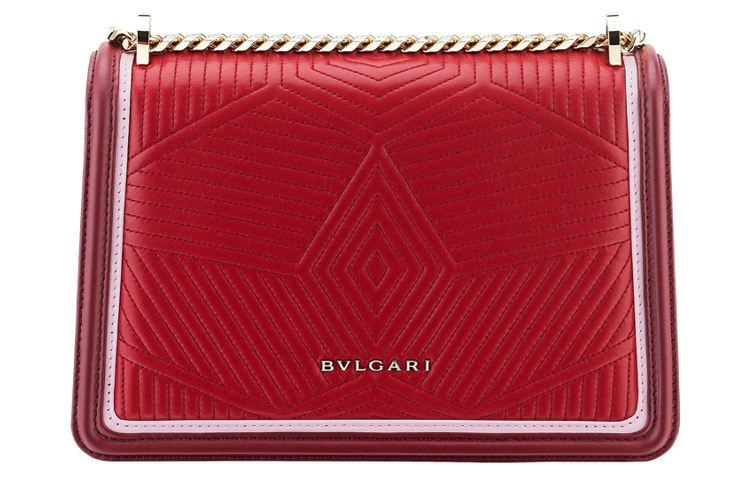 Bvlgari Сумка-кроссбоди Serpenti Diamond Blast из телячьей кожи, женская, рубиново-красного цвета — фото 3