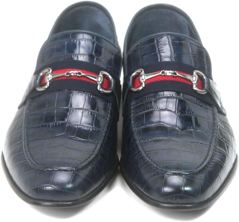 

Мужские лоферы Golden Pass из синей кожи с тиснением под крокодила Generic