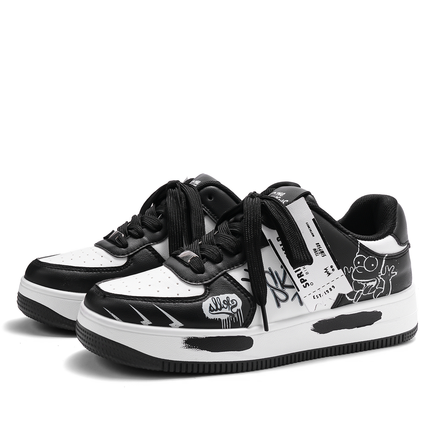 

The Simpsons Высокие дышащие низкие скейтерские кроссовки унисекс черно-белые, цвет Black & White