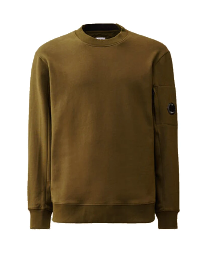 

Толстовка с круглым вырезом из флиса с диагональным рельефным рисунком. C.P. Company, зеленый