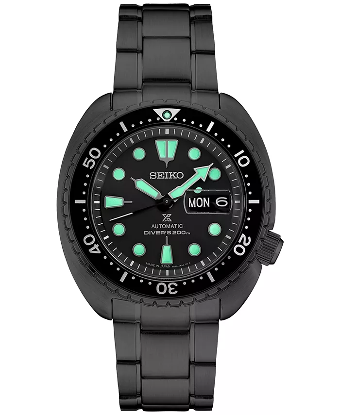 

Мужские автоматические часы Prospex Diver с черным покрытием на стальном браслете, 45 мм Seiko