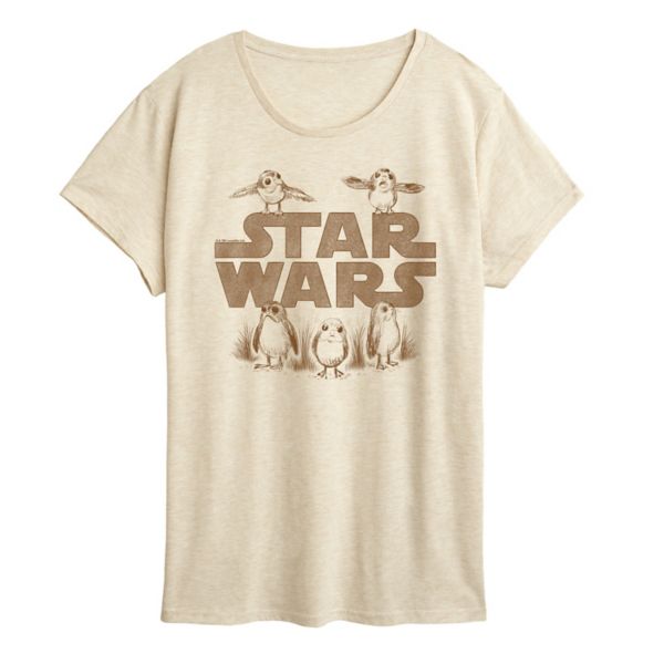 

Женская футболка с графическими эскизами Porgs Star Wars, бежевый