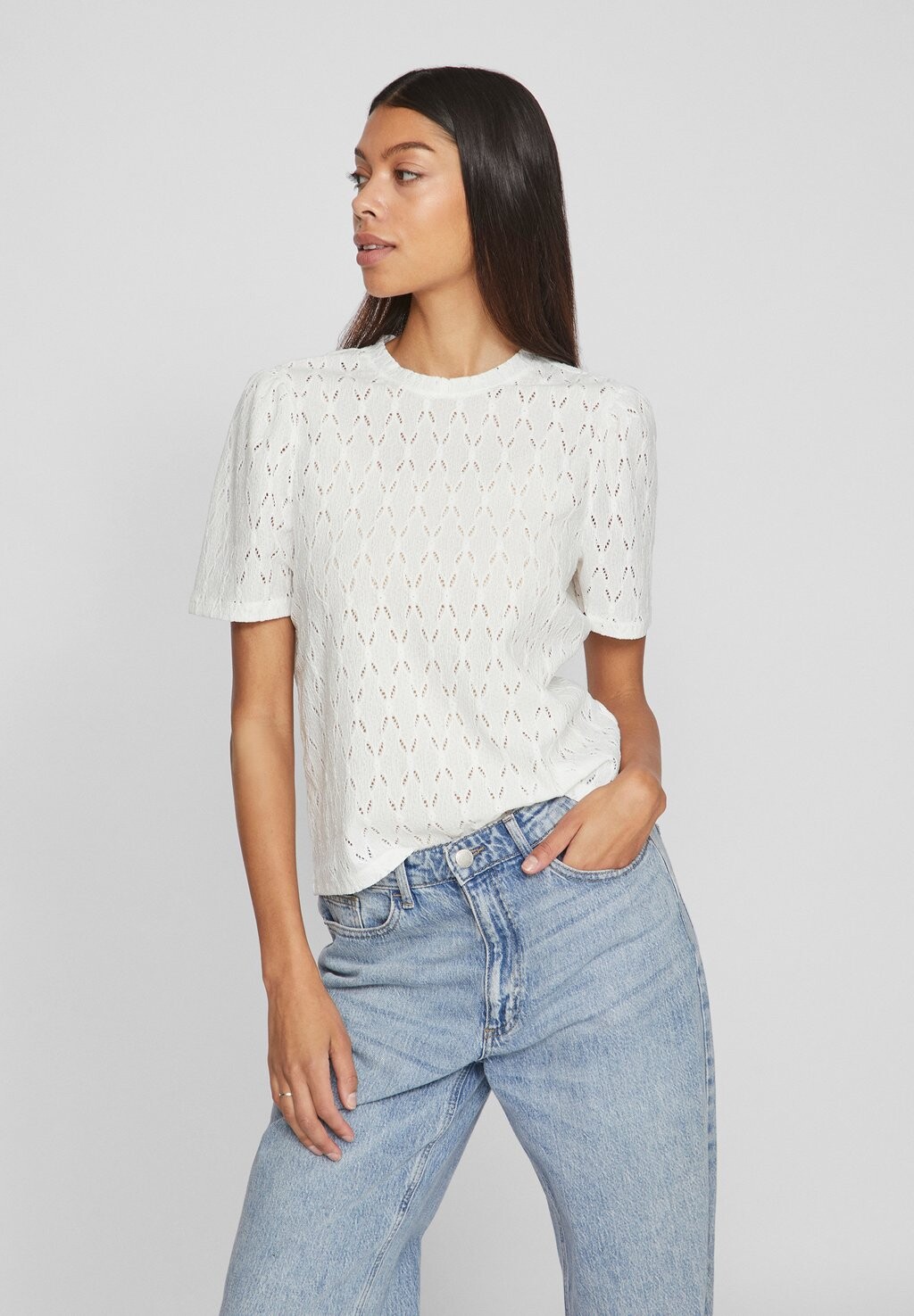 

Футболка с принтом Cloud Dancer Vikarla High Neck VILA, слоновая кость