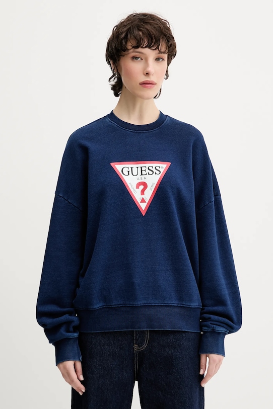 

Хлопковая блузка Guess Jeans, темно-синий