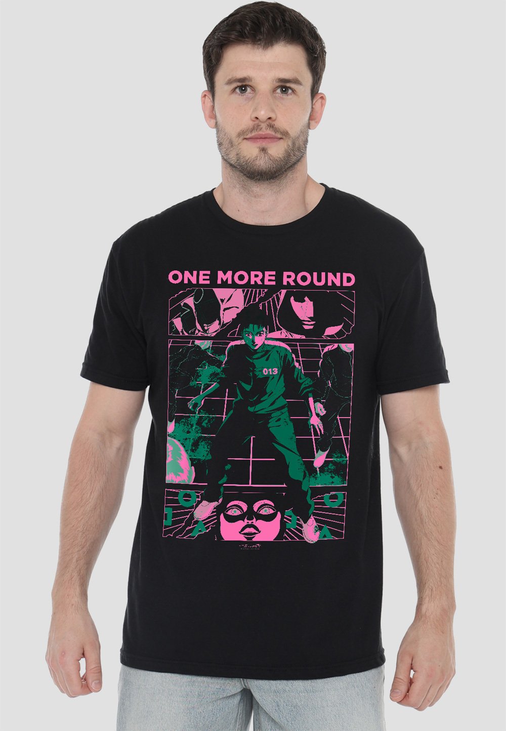 

Футболка с принтом SQUID GAME ONE MORE ROUND ANIME NETFLIX, черный