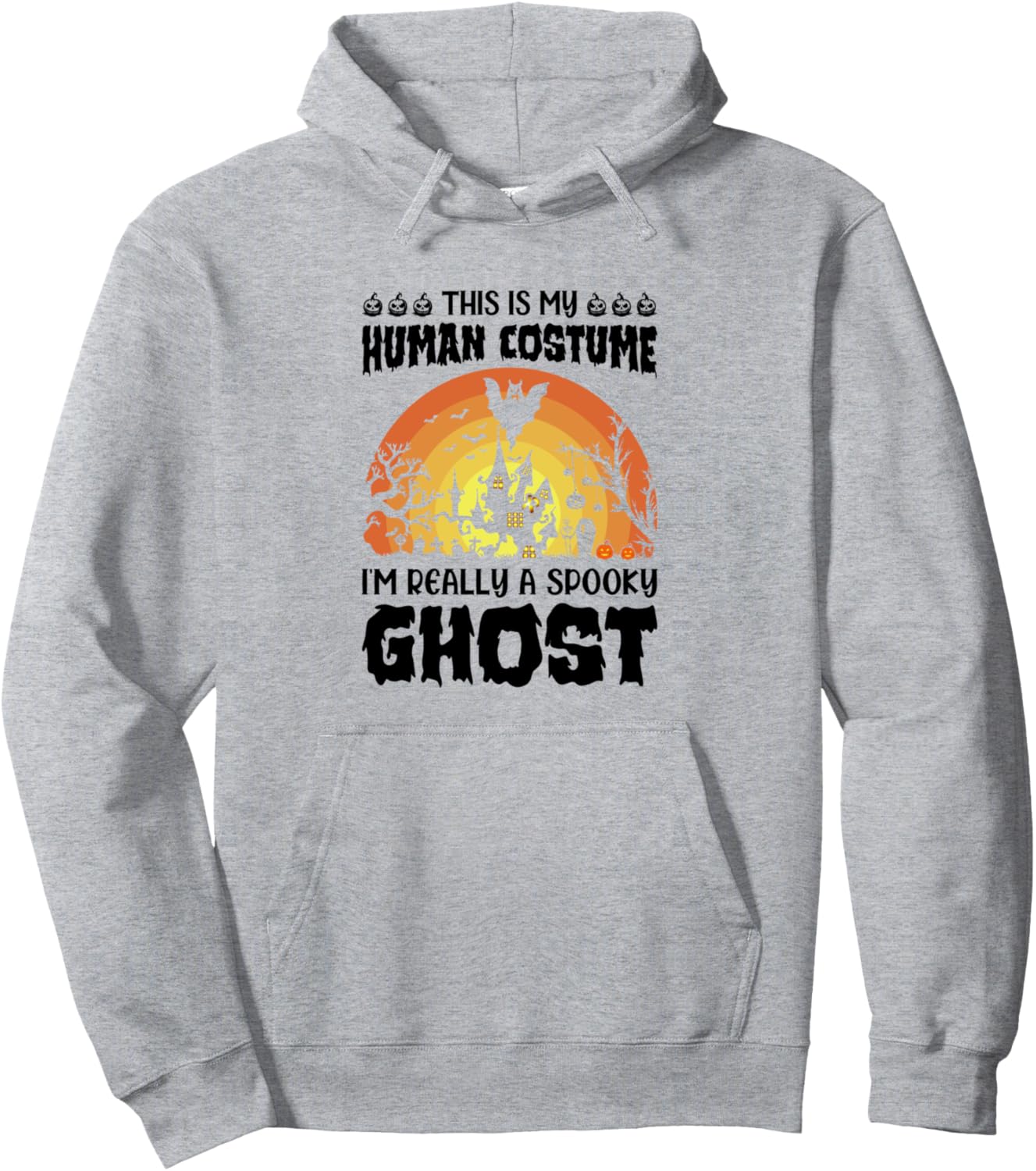 

Это мой человеческий костюм. На самом деле я жуткий призрак. Толстовка Funny Halloween Party Ideas, серый
