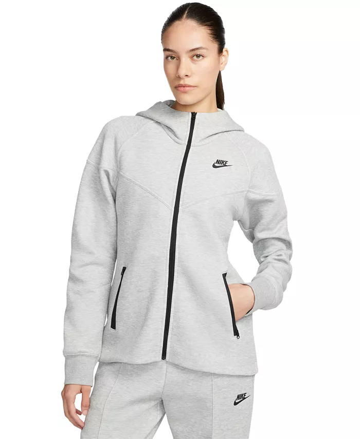

Женская спортивная толстовка Tech Fleece Windrunner с капюшоном на молнии Nike, серый