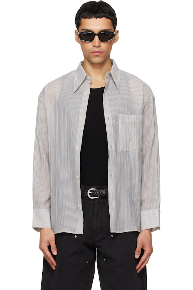 

Tonywack Серая полосатая рубашка оверсайз из лиоцелла