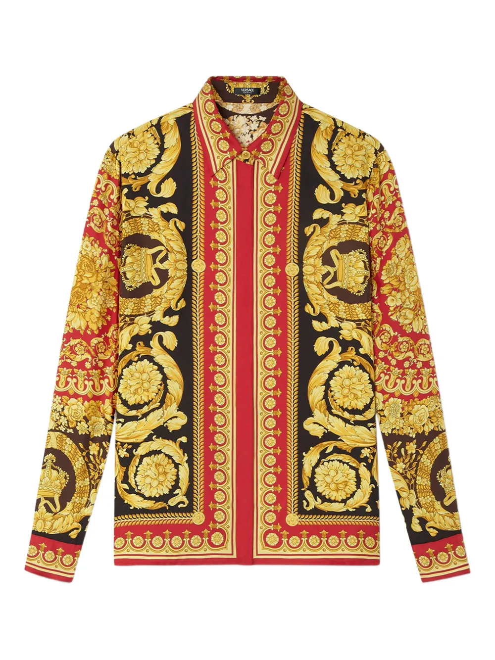 

Шелковая рубашка с принтом Barocco VERSACE, красный