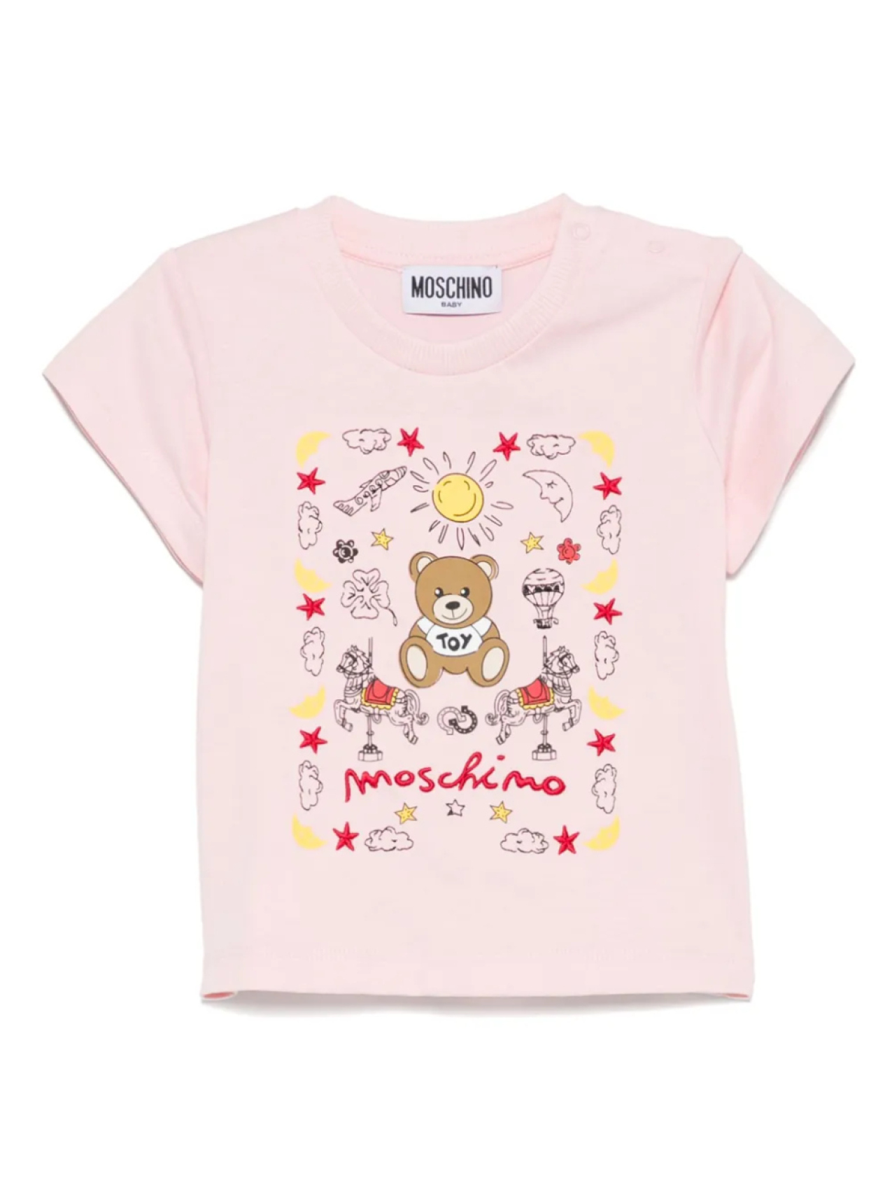 

Футболка с вышивкой Moschino Kids, розовый